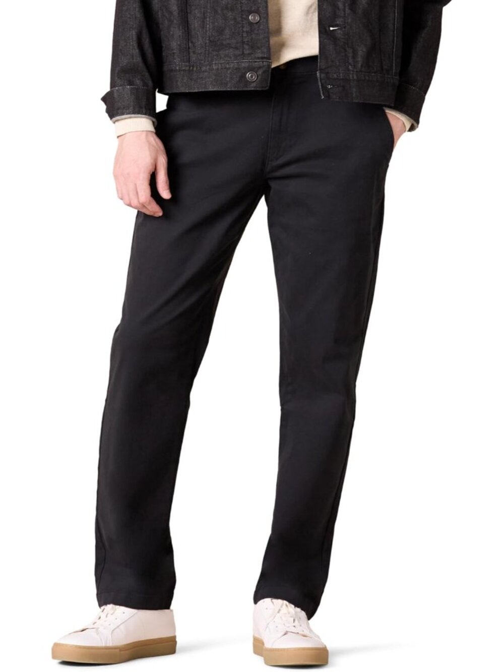 Men's Straight-Fit Casual Stretch Chino Pants, Sits at Waist